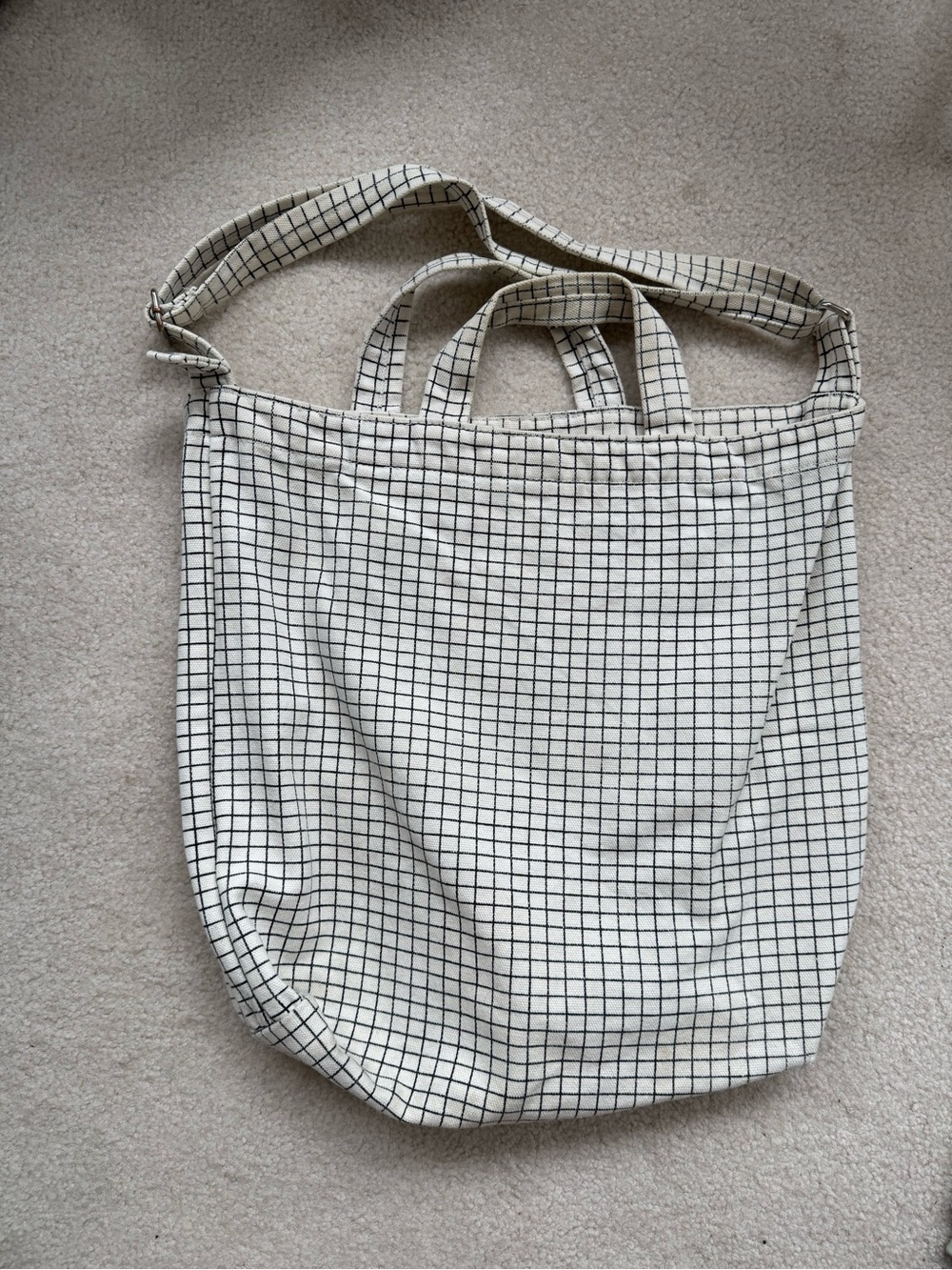 Baggu Canvas Grid Tote Bag - Cream/Black